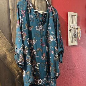 Maurices Teal Floral Blouse